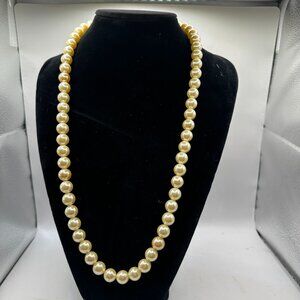 Faux Pearl Bead Necklace With Gold-Tone Clasp